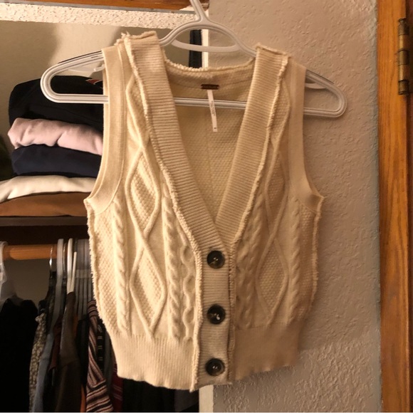 Free People Jackets & Coats Free People Beige Sweater Vest Poshmark